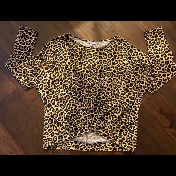 white birch Tops - White Birch leopard blouse with knot detail.